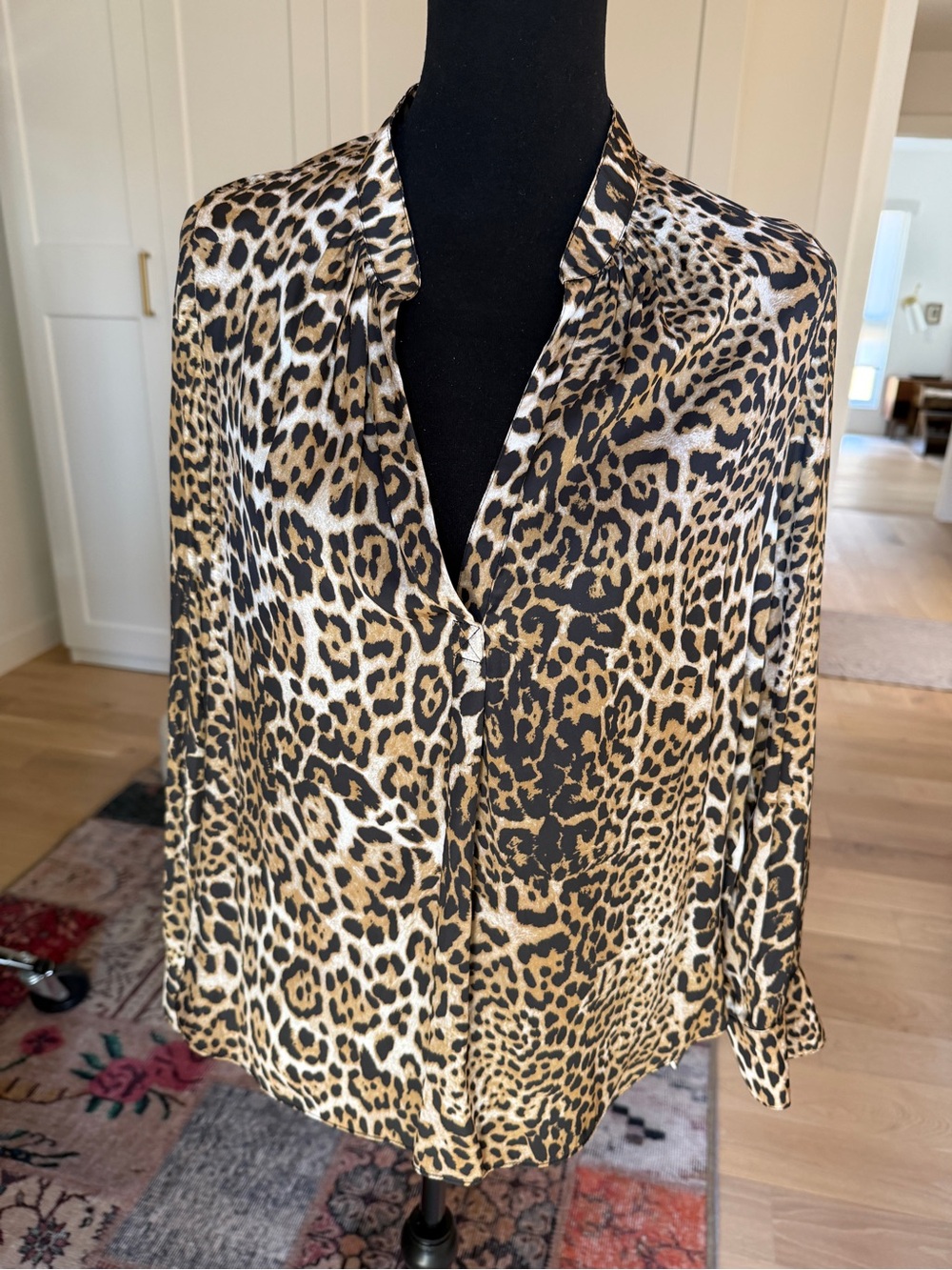 Zadig & Voltaire Leopard-Print Satin Blouse in Tan and Black